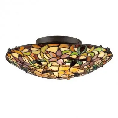 Plafonnier Tiffany Kami 2x60W Bronze Noir ELS_qzkamif qzkamif Plafonnier Tiffany Kami 2x60W Bronze Noir QUOIZEL qzkamif