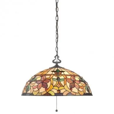 Suspension style Tiffany Kami 3x60W Bronze Noir QUOIZEL qzkamip