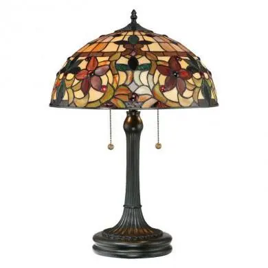 Lampe Tiffany Kami Bronze 2x60W E27 QUOIZEL QZ-KAMI-TL