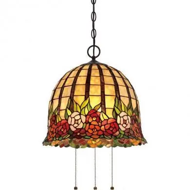 Suspension Tiffany Rosecliffe Bronze 3x100W E27 ELS_qzrosecliffep QZ-ROSECLIFFE-P Suspension Tiffany Rosecliffe Bronze 3x100W E27 QUOIZEL QZ-ROSECLIFFE-P