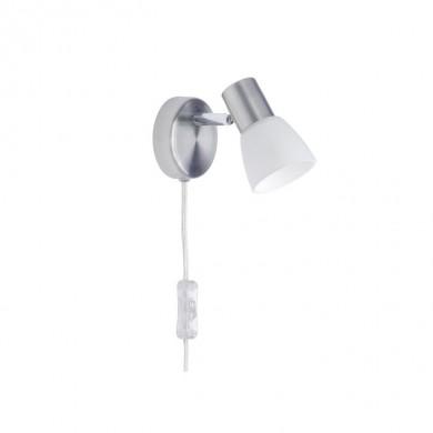 Applique murale avec interrupteur cable et branchement prise  LUCA 1x40W E14 ACIER CHROME BRILLIANT 35812/77