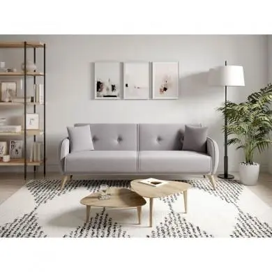 Canapé droit Bonny Gris Clair  BONNYTGRCBOC