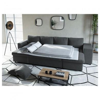 Canapé panoramique L200 U Plus Gris Foncé Niche à droite avec 2 poufs  L200UPLUSTGRFD