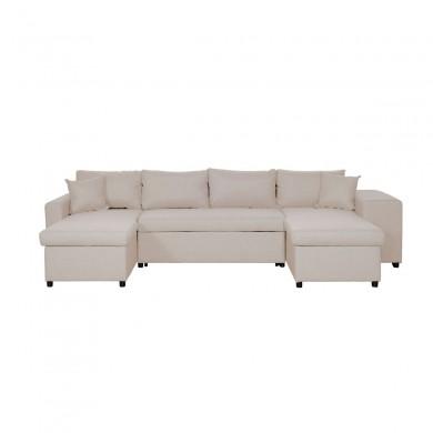 Canapé panoramique L200 U Plus Beige Niche à droite avec 2 poufs  L200UPLUSTBEID