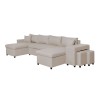 Canapé panoramique L200 U Plus Beige Niche à droite avec 2 poufs  L200UPLUSTBEID