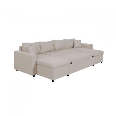 Canapé panoramique L200 U Plus Beige Niche à droite avec 2 poufs  L200UPLUSTBEID