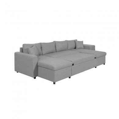 Canapé panoramique L200 U Plus Gris Clair Niche à droite avec 2 poufs  L200UPLUSTGRCD