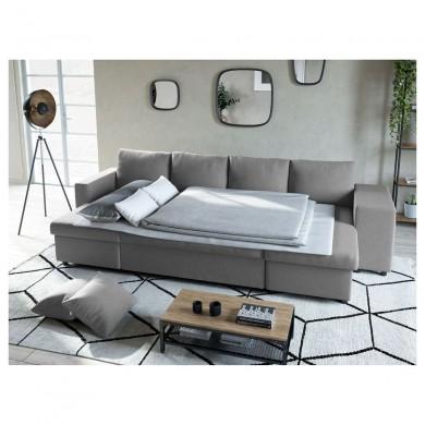 Canapé panoramique L200 U Plus Gris Clair Niche à droite avec 2 poufs  L200UPLUSTGRCD