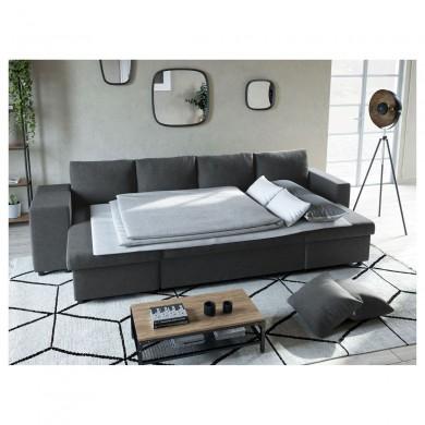 Canapé panoramique L200 U Plus Gris Foncé Niche à gauche avec 2 poufs  L200UPLUSTGRFG