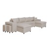 Canapé panoramique L200 U Plus Beige Niche à gauche avec 2 poufs  L200UPLUSTBEIG