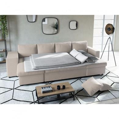 Canapé panoramique L200 U Plus Beige Niche à gauche avec 2 poufs  L200UPLUSTBEIG