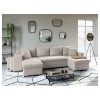 Canapé panoramique L200 U Plus Beige Niche à gauche avec 2 poufs  L200UPLUSTBEIG