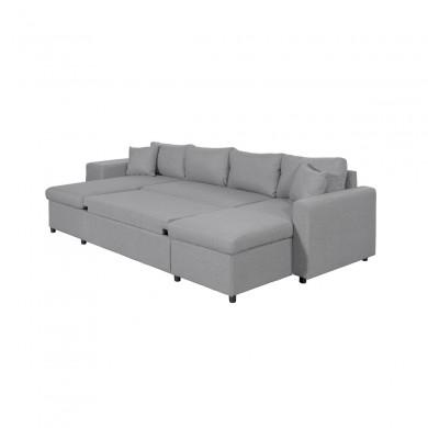 Canapé panoramique L200 U Plus Gris Clair Niche à gauche avec 2 poufs  L200UPLUSTGRCG