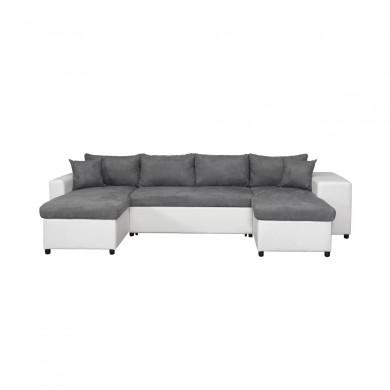 Canapé panoramique L200 U Plus Gris Blanc Niche à droite avec 2 poufs  L200UPLUSPUBLMFGRD