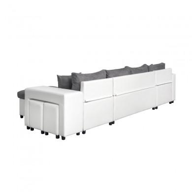 Canapé panoramique L200 U Plus Gris Blanc Niche à droite avec 2 poufs  L200UPLUSPUBLMFGRD