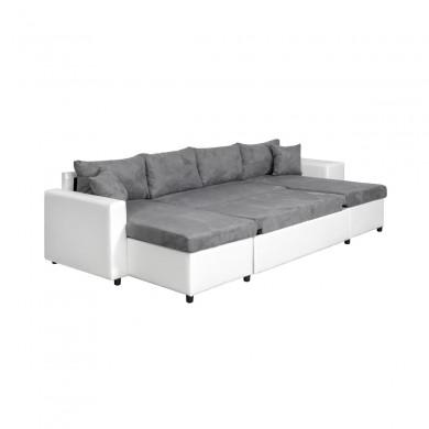 Canapé panoramique L200 U Plus Gris Blanc Niche à droite avec 2 poufs  L200UPLUSPUBLMFGRD