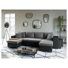 Canapé panoramique L200 U Plus Gris Noir Niche à droite avec 2 poufs  L200UPLUSPUNRMFGRD