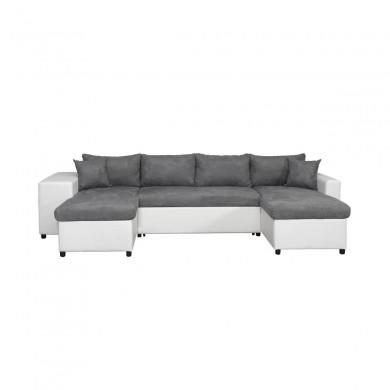 Canapé panoramique L200 U Plus Gris Blanc Niche à gauche avec 2 poufs  L200UPLUSPUBLMFGRG