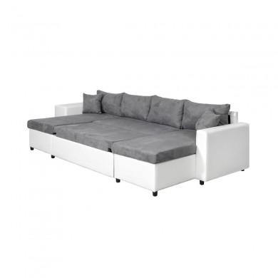 Canapé panoramique L200 U Plus Gris Blanc Niche à gauche avec 2 poufs  L200UPLUSPUBLMFGRG