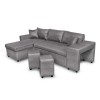 Canapé d'angle réversible Maria Plus Gris Niche à droite avec 2 poufs  L200PLUSMFGRD