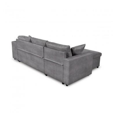 Canapé d'angle réversible Maria Plus Gris Niche à droite avec 2 poufs  L200PLUSMFGRD