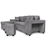 Canapé d'angle réversible Maria Plus Gris Niche à droite avec 2 poufs  L200PLUSMFGRD