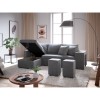 Canapé d'angle réversible Maria Plus Gris Niche à droite avec 2 poufs  L200PLUSMFGRD