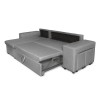 Canapé d'angle réversible L200Pac Gris Clair Pouf à droite et étagère à gauche  L200PACTGRCD