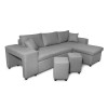 Canapé d'angle réversible L200Pac Gris Clair Pouf à gauche et étagère à droite  L200PACTGRCG