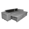 Canapé d'angle réversible L200Pac Gris Clair Pouf à gauche et étagère à droite  L200PACTGRCG