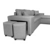 Canapé d'angle réversible L200Pac Gris Clair Pouf à gauche et étagère à droite  L200PACTGRCG