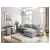 Canapé d'angle réversible L200Pac Gris Clair Pouf à gauche et étagère à droite  L200PACTGRCG