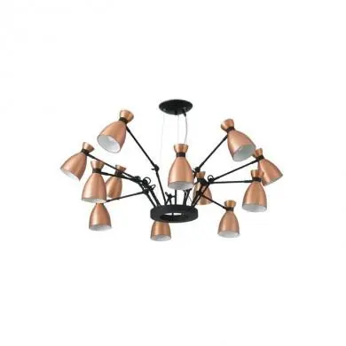 Suspension Araignée Retro Cuivre 12 Lampes E14 20W FAR_20047 20047 Suspension Araignée Retro Cuivre 12 Lampes E14 20W FARO 20047