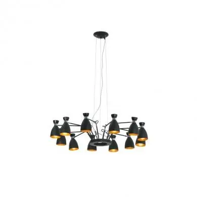 Suspension Retro Araignée Noir Or 12 Lampes FAR_20048 20048 Suspension Retro Araignée Noir Or 12 Lampes FARO 20048