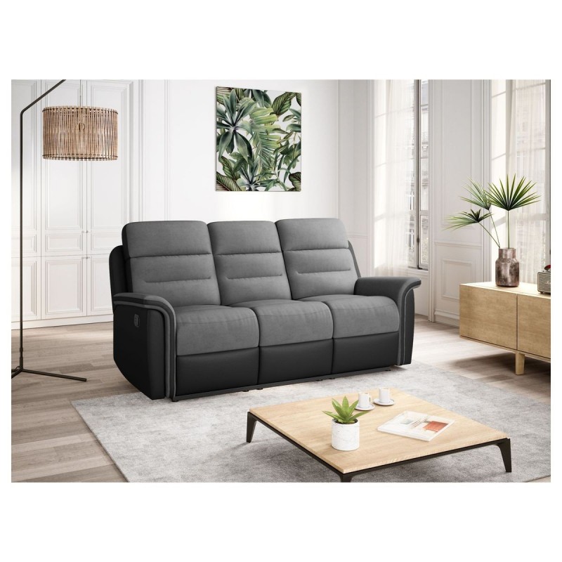 Canapé de relaxation 9222 Gris Noir 191cm  9222PUNRMFGR3