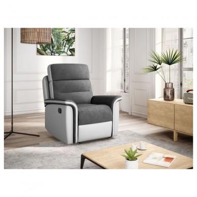 Fauteuil de relaxation 9222 Gris Blanc Manuel  9222MFGRPUBL1