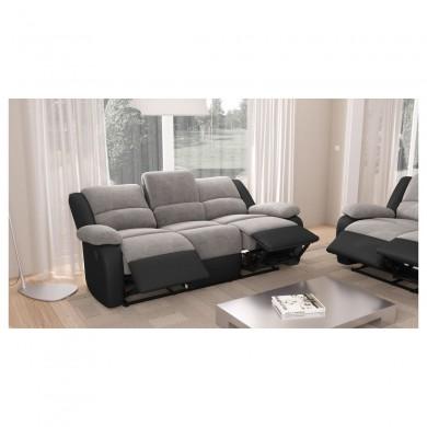 Canapé de relaxation 3 places Koop Gris Noir en microfibre et simili  9121ENG3