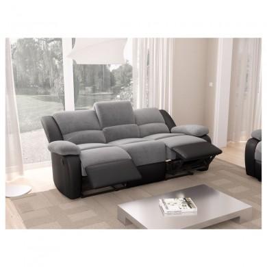 Canapé de relaxation 3 places Koop Gris Noir électrique en microfibre et simili  9121EEPUNOMFGR3