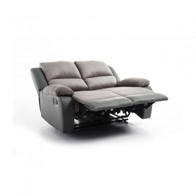 Canapé de relaxation 2 places Koop Gris en microfibre et simili  9121EGRISMFPU2