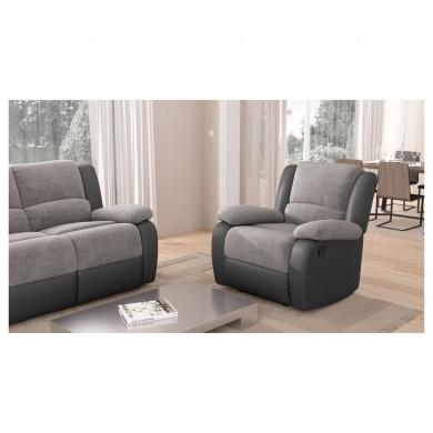 Fauteuil de relaxation Koop Gris manuel en microfibre  9121EGRISMFPU1