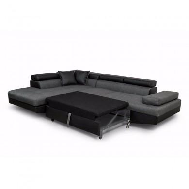 Canapé d'angle Rio Gris Noir Gauche Tissu  RIOTGRFPUNRG