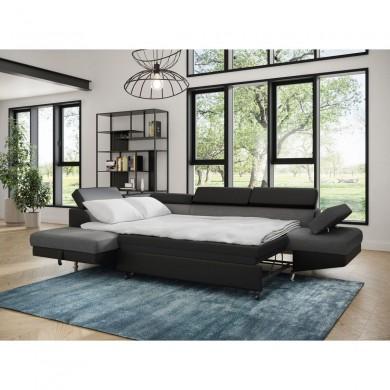 Canapé d'angle Rio Gris Noir Gauche Tissu  RIOTGRFPUNRG