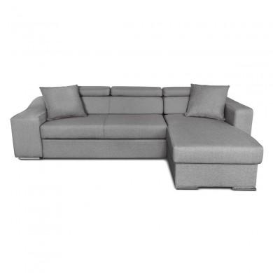 Canapé d'angle réversible Stilo Gris Niche à gauche et 2 poufs en tissu  STILOTGRCG