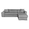 Canapé d'angle réversible Stilo Gris Niche à gauche et 2 poufs en tissu  STILOTGRCG