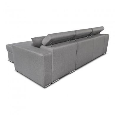 Canapé d'angle réversible Stilo Gris Niche à gauche et 2 poufs en tissu  STILOTGRCG