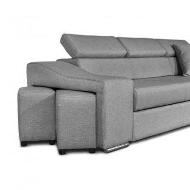 Canapé d'angle réversible Stilo Gris Niche à gauche et 2 poufs en tissu  STILOTGRCG