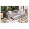 Canapé d'angle réversible Stilo Gris Niche à gauche et 2 poufs en tissu  STILOTGRCG