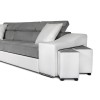 Canapé d'angle Stilo Gris Blanc Niche à droite avec 2 poufs  STILOPUBLMFGRC