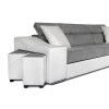 Canapé d'angle Stilo Gris Blanc Niche à gauche avec 2 poufs  STILOPUBLMFGRCG