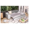 Canapé d'angle Stilo Gris Blanc Niche à gauche avec 2 poufs  STILOPUBLMFGRCG